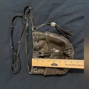 Olivia Harris Brown Leather & Chain Crossbody Hobo Purse